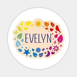 Evelyn  name with colorful leaves Magnet